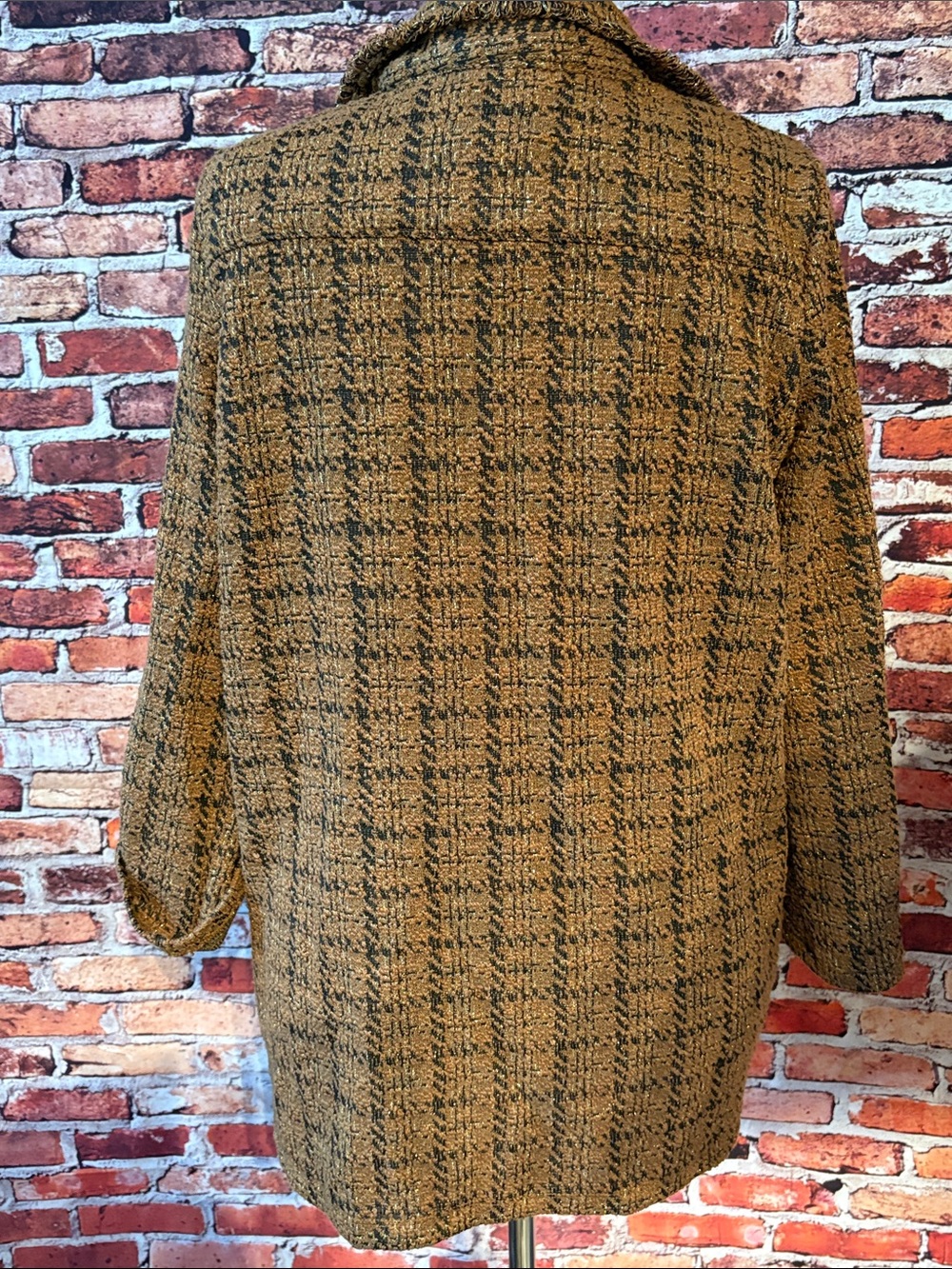 Ruby Rd. Open-Front Tweed Bouclé Jacket Rust Brown & Black Gold Thread MP - Picture 5 of 10